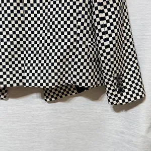 Zara Woman Black White Checkered Cropped Double Breasted Blazer XS thumbnail 5