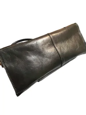 Vintage Wilsons Leather Black Shoulder Bag Magnetic Front Pocket Double Handles thumbnail 3