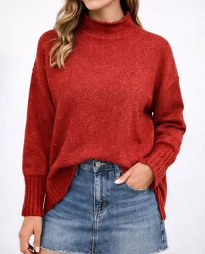Free Assembly Sweater Roll Neck Rust Fleck Speckled Cozy Pullover Womens Size XS thumbnail 1