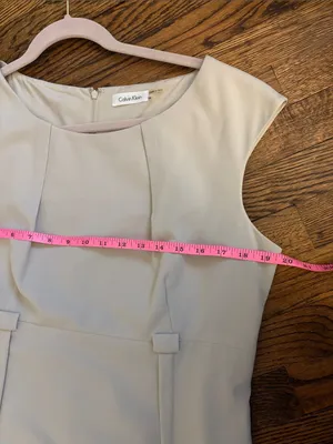 Calvin Klein Beige Pleated Neck Sheath Dress 14 Workwear Office Business Casual thumbnail 5