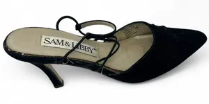 VINTAGE Sam & Libby 90's 1990's 6 Velvet Pump High Heel Kitten Womens Strappy thumbnail 1