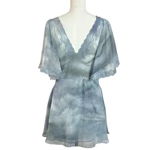Free People Bohemian Beachy Fairy Chance On Me Mini Dress in Deep Ocean Medium thumbnail 8