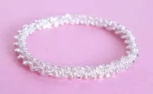 NEW Dainty‎ Diamond Cut White Gold Plated Silver Bendy Ring, Size 5 thumbnail 1