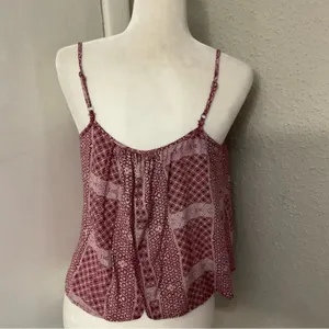 Abercrombie & Fitch Swing Top with Split Back Crop Top M Boho Festival Prints thumbnail 2