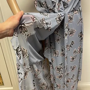 Japna Blue Pink Floral Maxi Faux Wrap Dress Lined to above the knee size M thumbnail 5