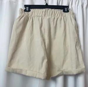SheIn Light Beige Cream Wide Leg Corduroy Baggy High Waisted Shorts Size Large thumbnail 4