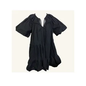 Topshop Smocked Poplin minamilist Mini Dress Tiered Ruffles Black size US 6‎ thumbnail 5