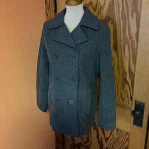 Vtg Y2K American Eagle Peacoat Gray Wool Blend Double Breasted Jacket M thumbnail 12