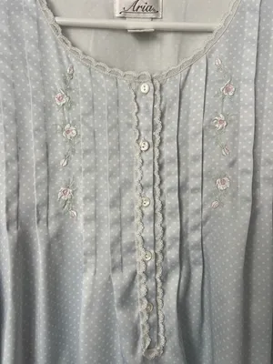 Vtg Aria nightgown light blue with delicate embroidered classic feminine 💙 thumbnail 3