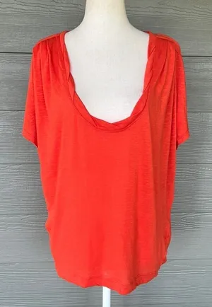 Pilcro Orange Flutter Sleeve Knit Top thumbnail 1