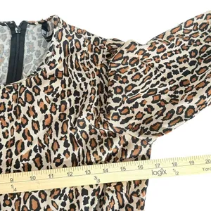 ZARA Leopard Print Babydoll Mini Dress Size S Skater Brown Animal Print Indie thumbnail 9