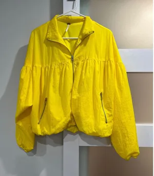 Free‎ People Movement Yellow Babydoll Windbreaker Zip Up Jacket XS Neon thumbnail 1