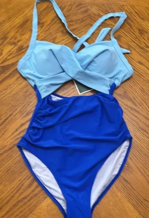 Eomenie One Piece Swimsuits Tummy Control Cutout High Waisted Wrap Tie Back thumbnail 1