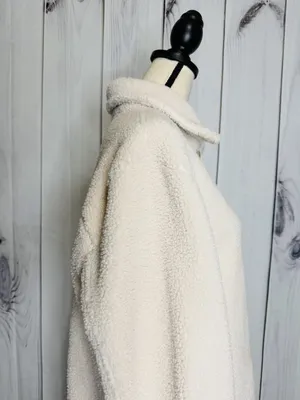 Spanx Luxe High Pile Fleece Shirt Jacket Cream Sz XL Collared Shacket Button Up thumbnail 11