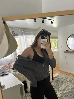 cropped cute grey zip up Gray thumbnail 3