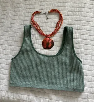 Lucky brand, sage, green ribbed sport casual comfy lounge bra L thumbnail 1