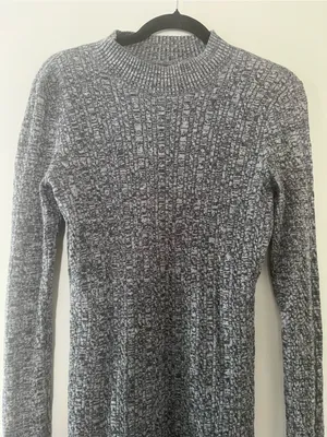 Abercrombie Gray Knit Ribbed Sweater Dress Medium Mock Neck Minimalist Capsule thumbnail 2