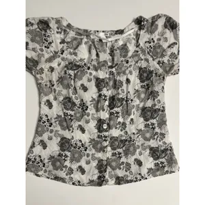 H&M Y2K Floral Puff Sleeve Blouse Women’s US 16 EUR 46 Cottagecore Top thumbnail 2