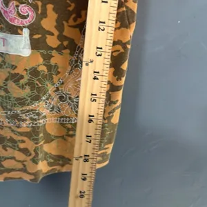 Faded Glory Vintage Orange Camo Graphic Tee Free Spirit‎ Crest Y2K Grunge M thumbnail 7