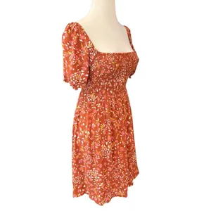 Roxy Hello Petal Woven Mini Dress On or Off Shoulder Fall Smocked Size Small thumbnail 2