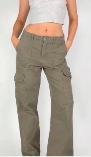 Zara 100% cotton Olive Cargo Pants sz 28/6 thumbnail 1