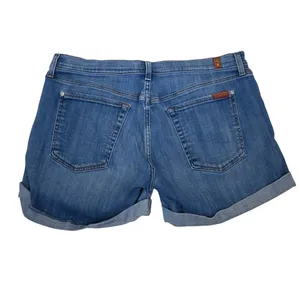 7FAM Women's 31 Cuffed Distressed Denim Jean Short thumbnail 2