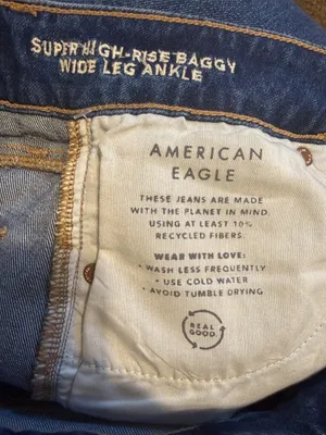 American Eagle Super High Rise Baggy Wide Leg Ankle jeans size 00 thumbnail 6