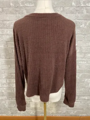 Hollister Soft V-Neck Sweater in Brown thumbnail 3