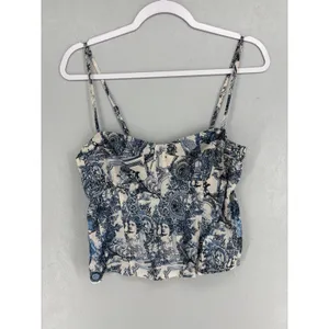 PrettyLittleThing Women Corset Top Blue White Renaissance Toile Print 8 thumbnail 2