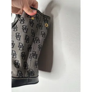 DOONEY & BOURKE Black Gray DB Monogram Buckle Flap Top Shoulder Large Tote Bag thumbnail 3