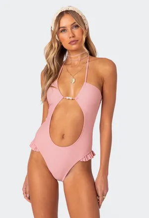Edikted Cut-Out Swimsuit Pink thumbnail 2