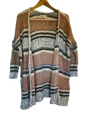American Eagle Oversized Striped Fall Cardigan With Pockets‎ Size Medium Flaw thumbnail 1