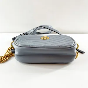 Tory Burch Kira Chevron Leather Small Crossbody Bag Purse Cloud Blue thumbnail 4