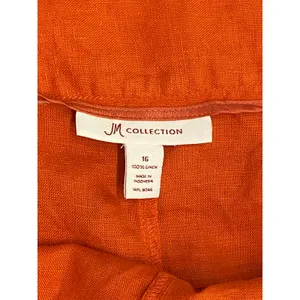 JM Collection 100% Linen Burnt Orange Flared Midi Skirt Size 16‎ earthy cottage thumbnail 5