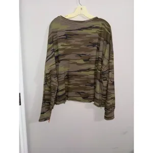 Colsie Womens 2X Camo Long Sleeve‎ Crew Neck Sweatshirt Top Green Brown thumbnail 4