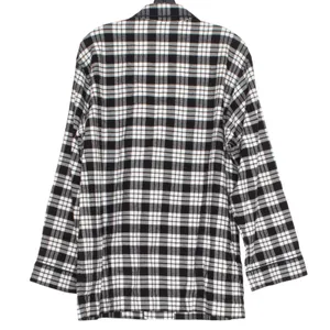 Brooks Brothers Womens Pajama Top Button Up Plaid Black White Size Medium EU thumbnail 2