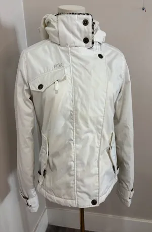 Fox Racing Womens Snow Jacket White Faux Fur Leopard Lining Hooded Small thumbnail 1