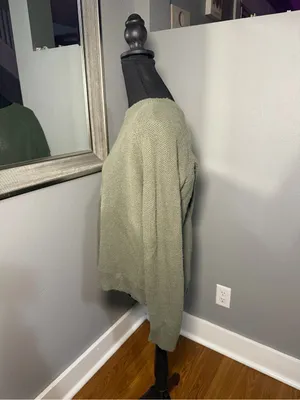 Madewell Province Textured Knit cross-back pullover sweater green medium. thumbnail 3