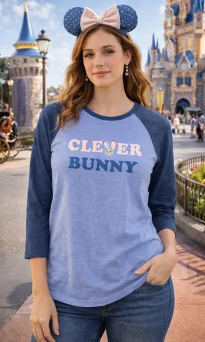 Disney Judy Hopps Clever Bunny Blue Raglan 3/4 Sleeve Tee Zootopia Size Medium thumbnail 1