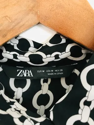 ✨ Zara Black & White Chain Print Button-Down Tunic / Shirt Dress (Size M) ✨ thumbnail 6