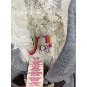 OP XL Hooded Sweatshirt Jacket Faux Fur Gray Full Zip Hooks Womens Long Sleeve‎ thumbnail 7