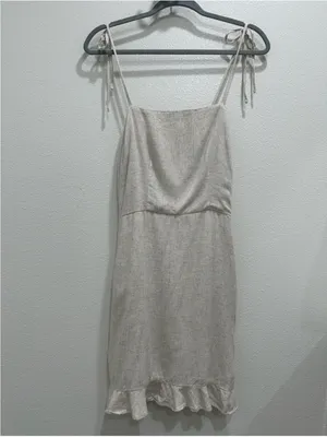 Abercrombie & Fitch Cream Tie-Shoulder Square Neck Mini Dress thumbnail 3