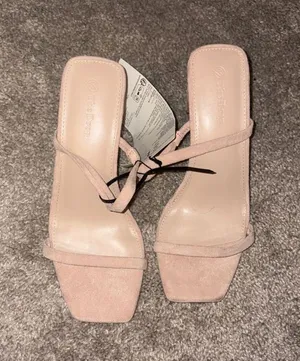 Minimalist Blush Strappy Square-Toe Heels 3 inch millennial pink size 8.5 new thumbnail 1