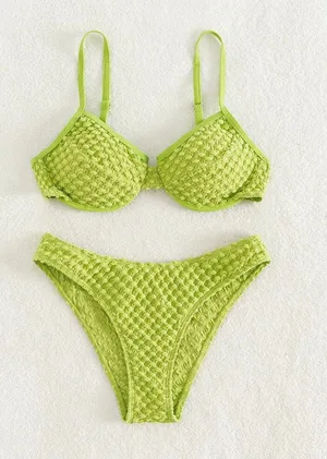 Green Textured Bikini Set Size Small thumbnail 1