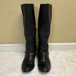 Enzo Angiolini Eavaletta Tall Black Leather Zip Riding Boots Size 9.5 *Flawed thumbnail 3