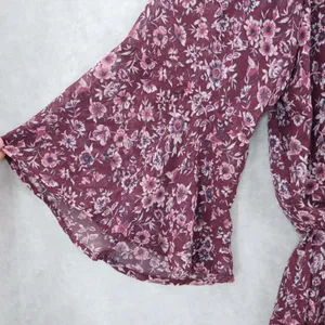 Speechless Purple Floral Fit Flare‎ Boho Ruffle Flirt Bell Sleeve Dress Plus 1X thumbnail 7