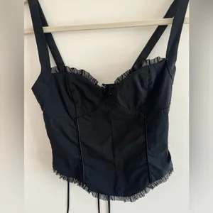 Tiger Mist XC Lace Up Black Crop Corset Blouse thumbnail 2