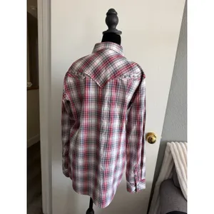 Ariat Women's L Cher Plaid Snap Western Shirt Studded Red Gray NWT thumbnail 3
