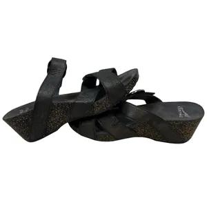 Dansko Tiffani Black‎ Metallic Leather Wedge Sandals Buckle Slide 3420820200 39 thumbnail 7