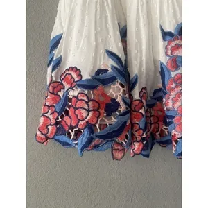 Saylor Floral Embroidered Mini Skirt White Blue Pink Size M thumbnail 4